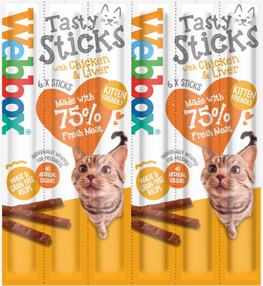 Webbox Cat Treats Tasty Sticks Chicken & Liver 6 Pack