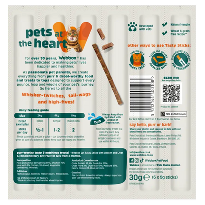 Webbox Cat Treats Tasty Sticks Chicken & Liver 6 Pack