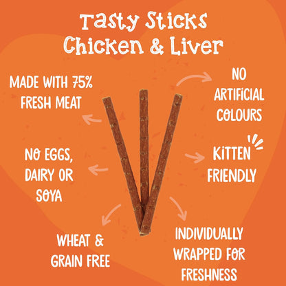 Webbox Cat Treats Tasty Sticks Chicken & Liver 6 Pack