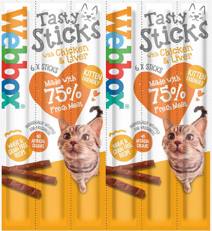 Webbox Cat Treats Tasty Sticks Chicken & Liver 6 Pack