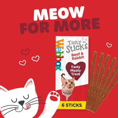 Webbox Cats Delight Tasty Sticks Beef & Rabbit Flavour 6 Pack