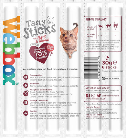 Webbox Cats Delight Tasty Sticks Beef & Rabbit Flavour 6 Pack