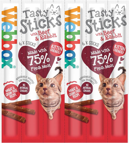 Webbox Cats Delight Tasty Sticks Beef & Rabbit Flavour 6 Pack