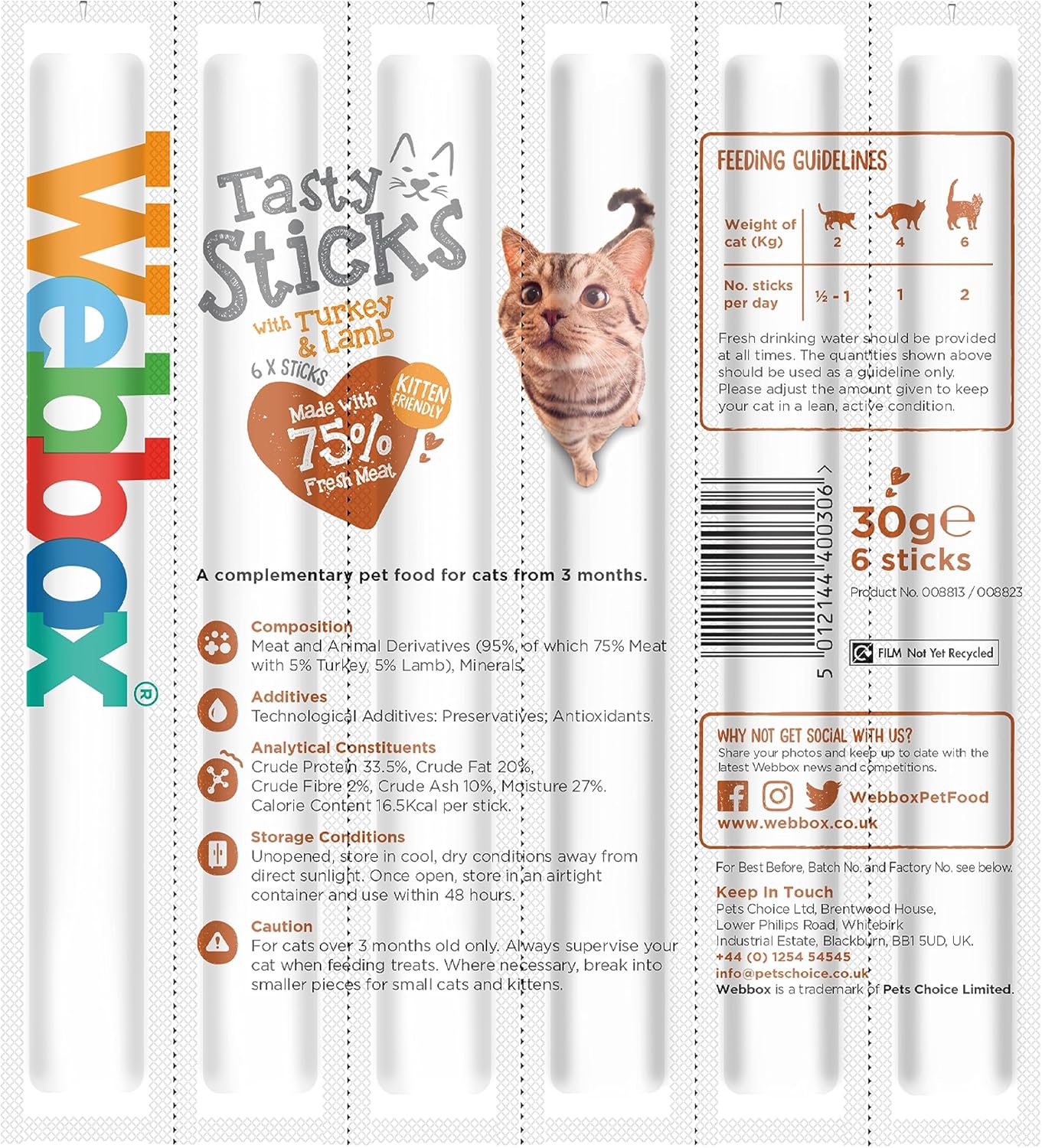 Webbox Cat Sticks Turkey & Lamb 6 Sticks