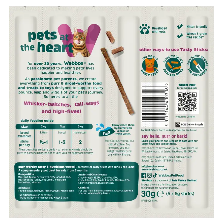 Webbox Cat Sticks Turkey & Lamb 6 Sticks