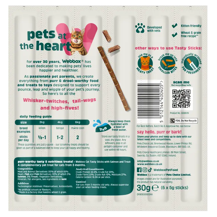 Webbox Cats Delight Tasty Sticks Salmon & Trout Flavour 6 Pack