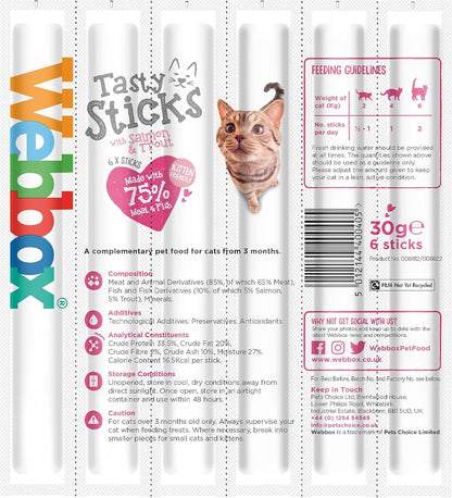 Webbox Cats Delight Tasty Sticks Salmon & Trout Flavour 6 Pack