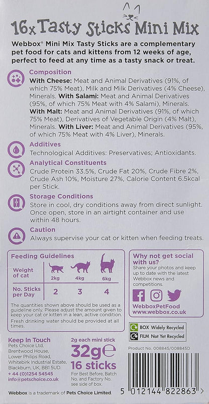 Webbox Tasty Sticks Mini Mix 16 Cat Sticks 32g