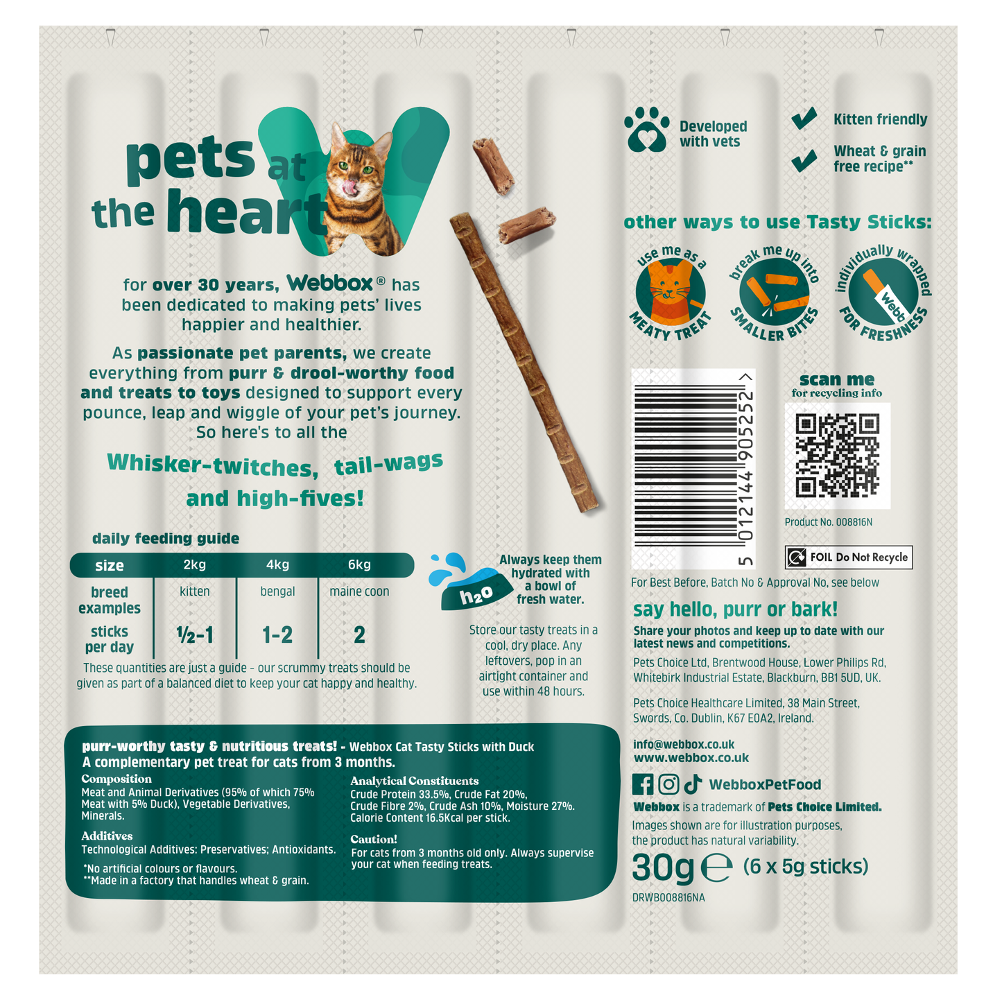 Webbox Cat Sticks Duck 6 Sticks