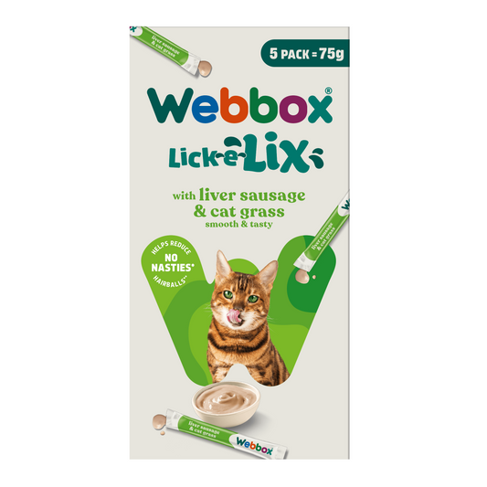 Webbox Lick E Lix Liver Sausage & Cat Grass 5 x 15g Sachets