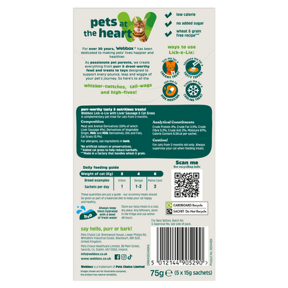 Webbox Lick E Lix Liver Sausage & Cat Grass 5 x 15g Sachets