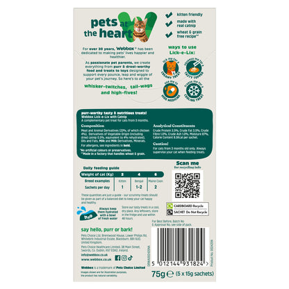 Webbox Lick E Lix Chicken & Catnip 5 x 15g Sachets