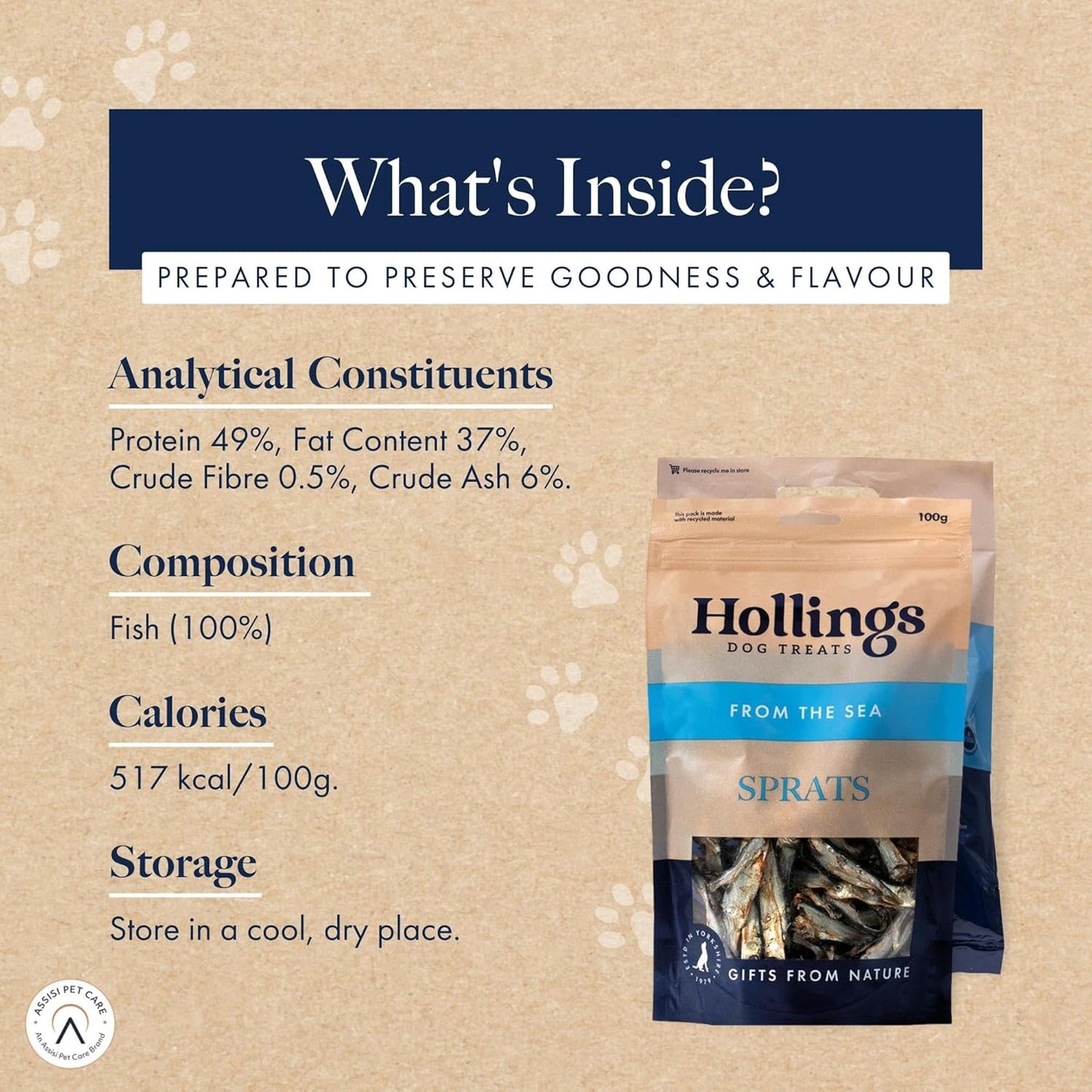 Hollings From The Sea Sprats 500g Tub