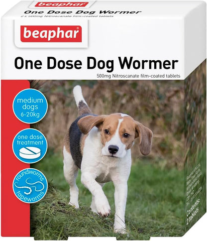 Beaphar One Dose Wormer Medium Dog 2 Tablets