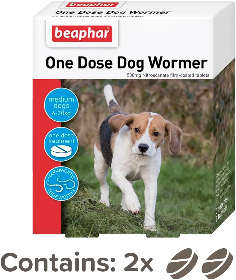 Beaphar One Dose Wormer Medium Dog 2 Tablets