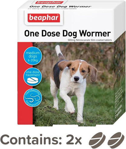 Beaphar One Dose Wormer Medium Dog 2 Tablets