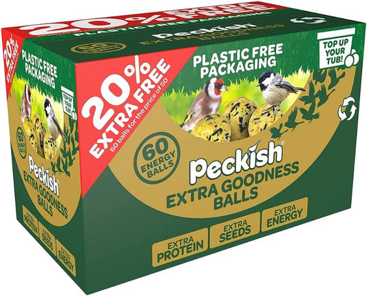 Peckish Extra Goodness Energy Fat Balls Wild Bird Food 60 Bulk Pack