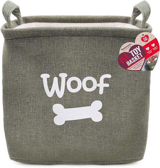 Rosewood Forest Green Canvas Pet Toy Basket