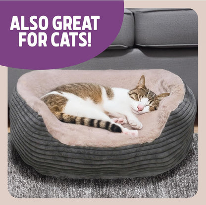 Rosewood Jumbo Grey Cord Plush 20" Dog Bed