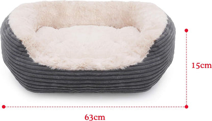 Rosewood Jumbo Grey Cord Plush 25" Dog Bed