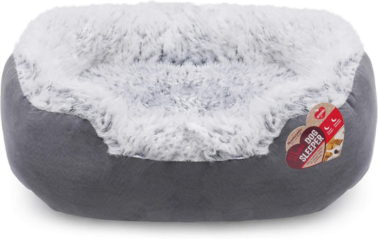 Rosewood Grey Lion Faux Suede Oval Dog Bed 25"