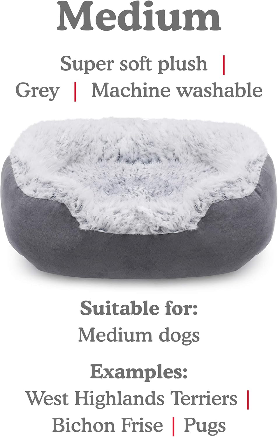 Rosewood Grey Lion Faux Suede Oval Dog Bed 25"