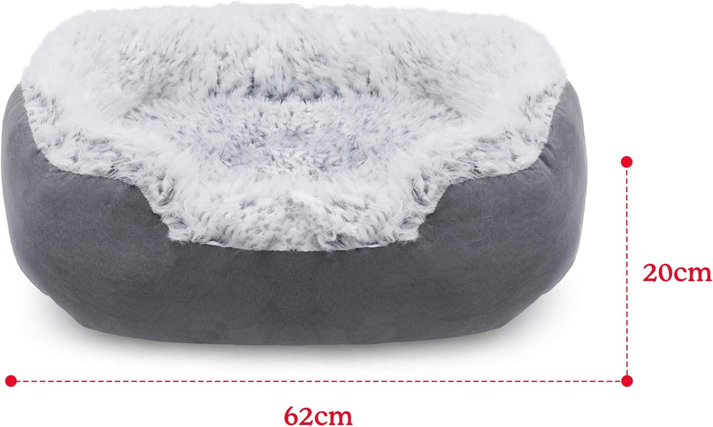 Rosewood Grey Lion Faux Suede Oval Dog Bed 25"