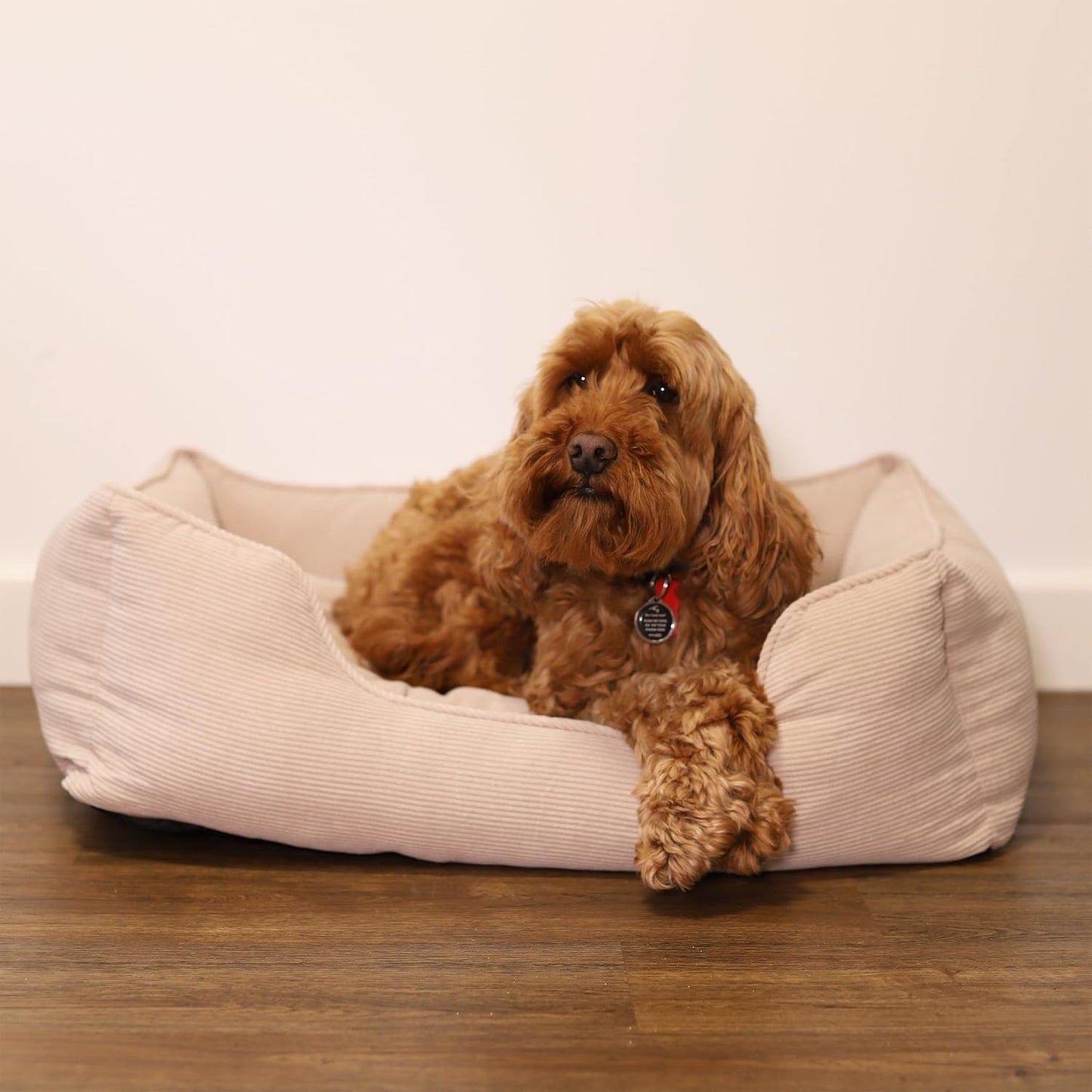 Rosewood Rib Cord Square Bed Beige Large