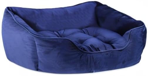 Rosewood Velvet Square Bed Navy Small