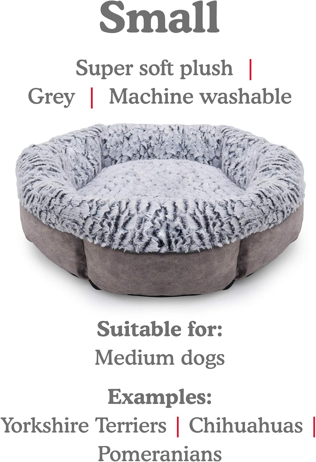Rosewood Luxury Fleece Lined Plush Bed 48 Cm