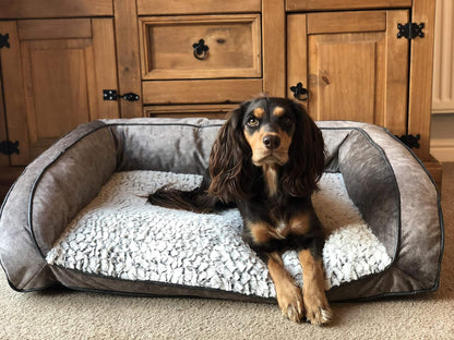 Rosewood Luxury Fleece Lined Plush Sofa Dog Bed 84cm