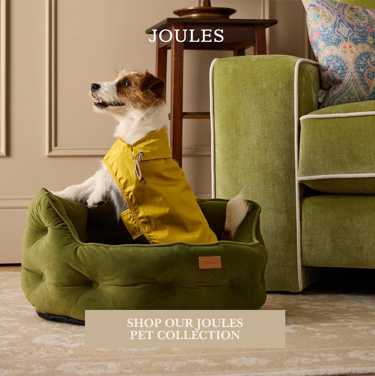 Joules Chesterfield Small Pet Bed Khaki Green