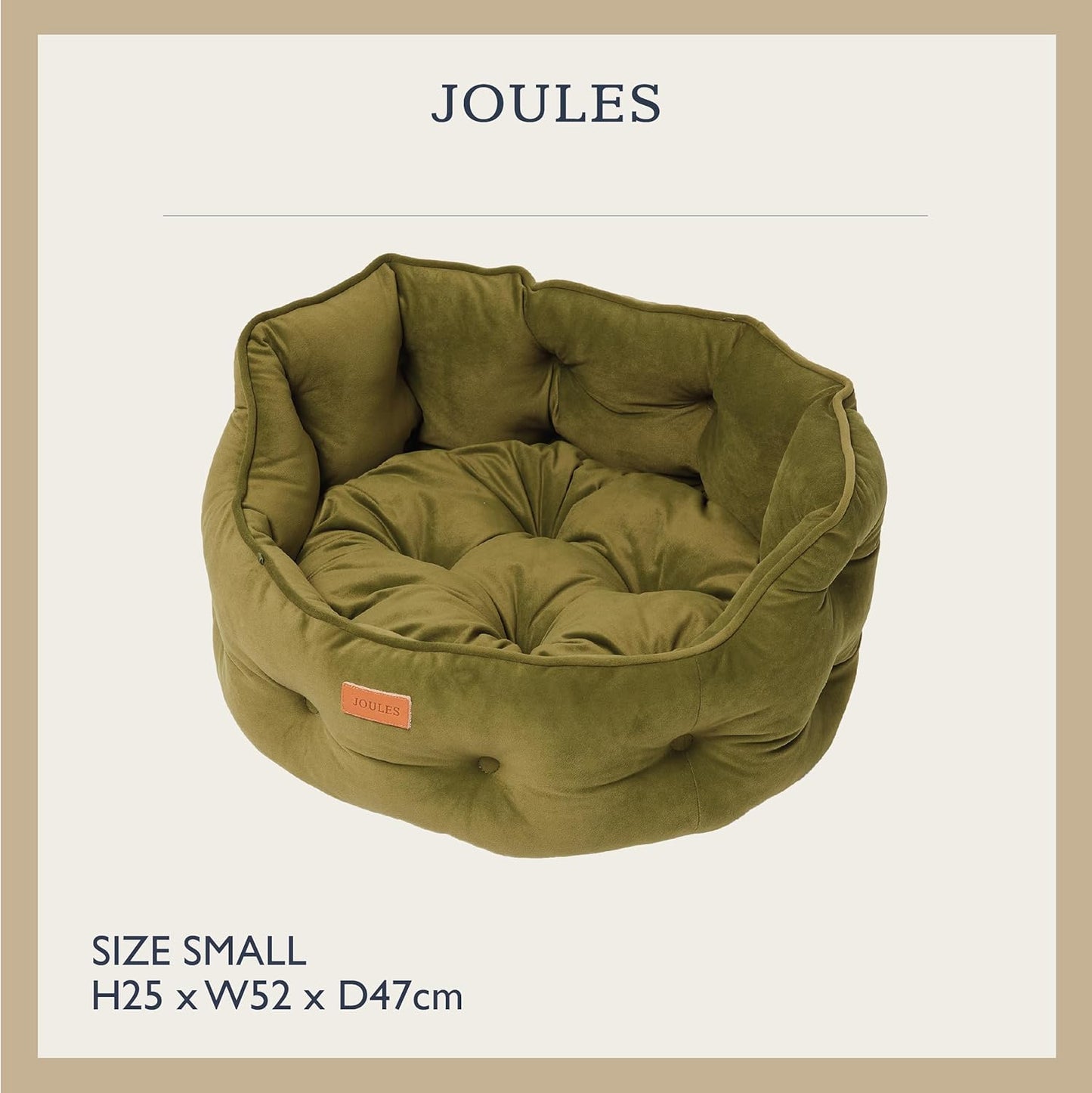 Joules Chesterfield Small Pet Bed Khaki Green