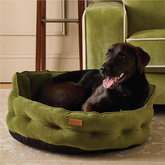 Joules Chesterfield Large Pet Bed Khaki Green Luxury Dog Bed