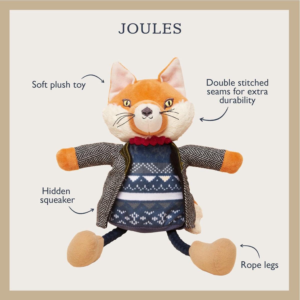 Joules Jonty Tweedy Fox Dog Toy