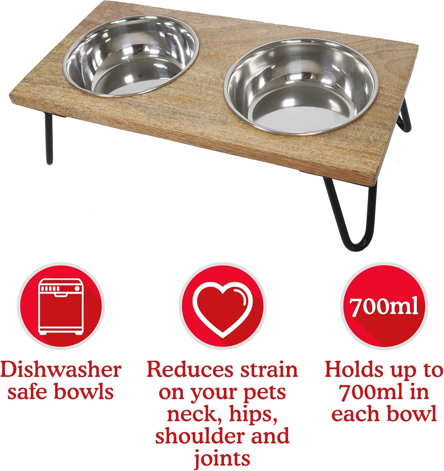 Rosewood Wooden Double Diner Large 2 x 650ml Bowls