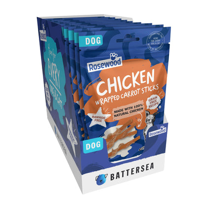 Battersea Chicken Wrapped Carrot Sticks Dog Treats 80g