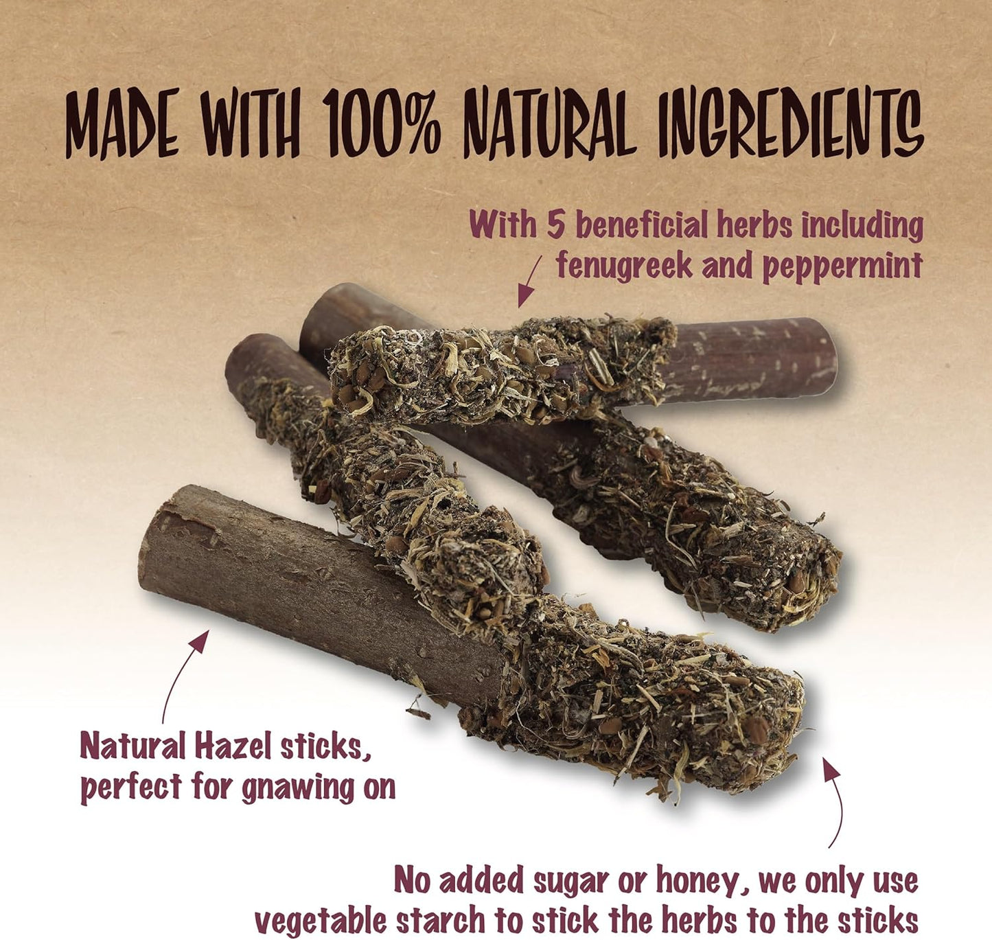 Rosewood Naturals Herb N Hazel Gnaw Sticks 4 Pieces