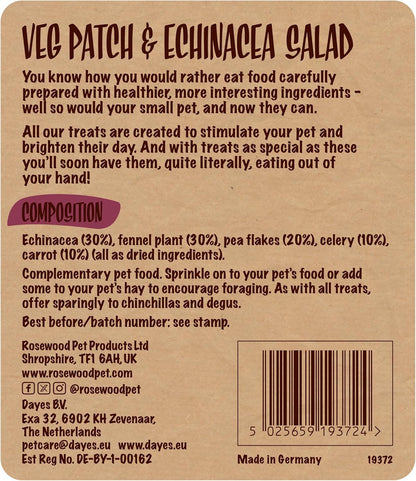 Rosewood Naturals Echinacea Salad – 150g Veg Patch Mix for Small Pets