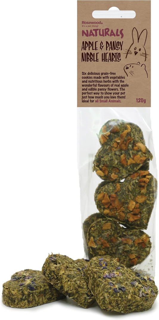 Rosewood Naturals Apple & Pansy Nibble Hearts 120g
