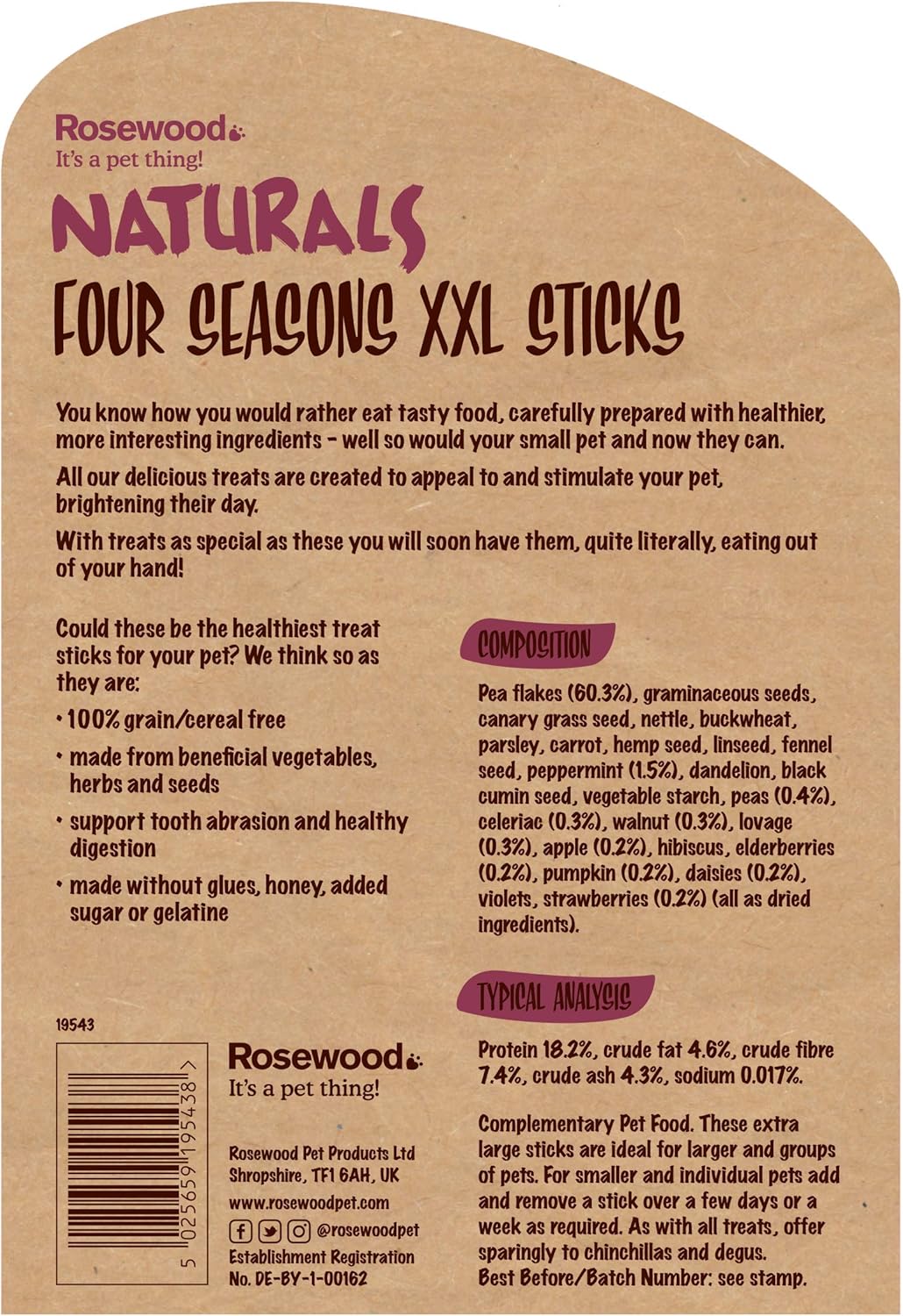Rosewood Naturals Small Animal Four Seasons Xxl Sticks 450g