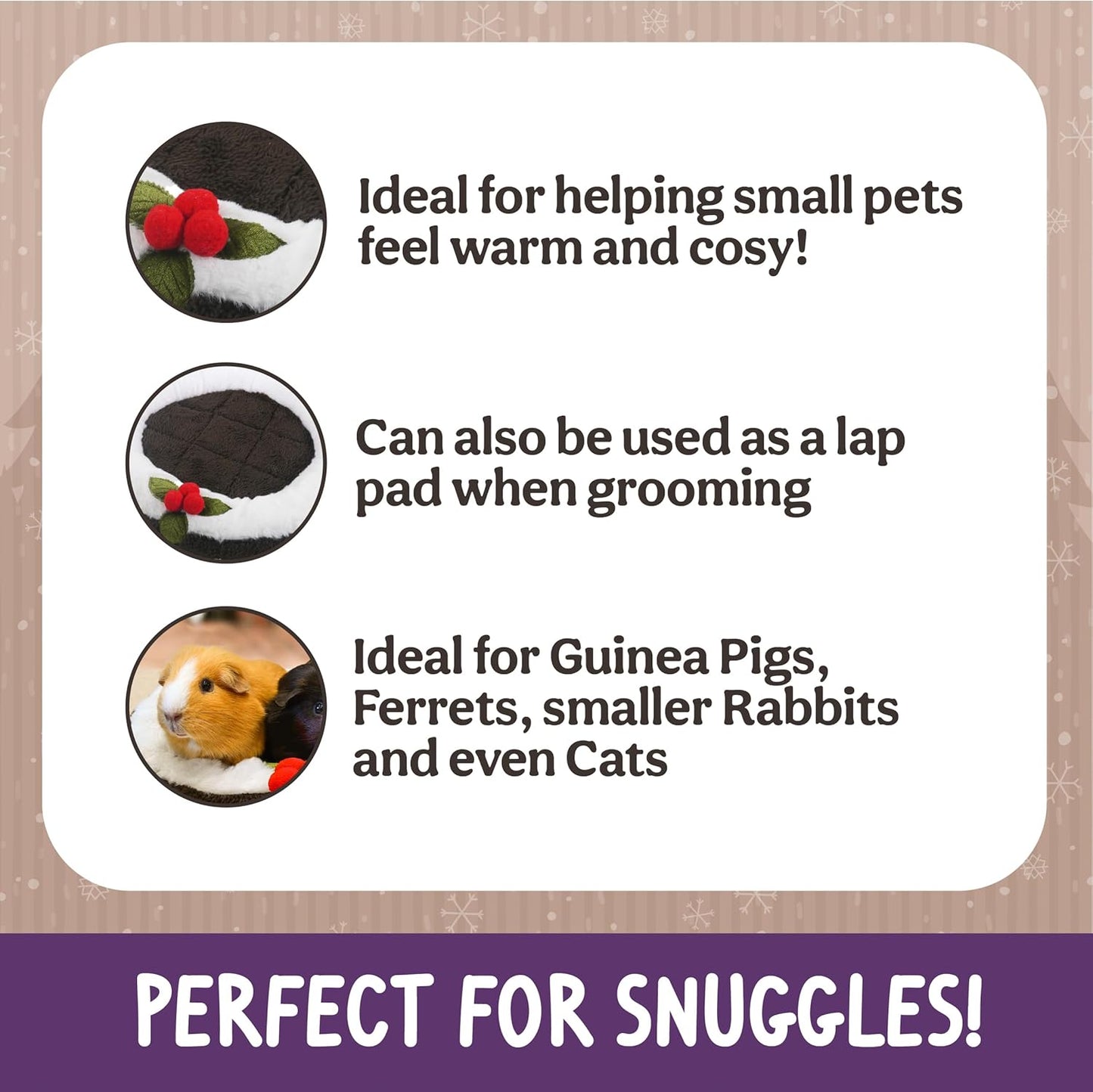 Cupid & Comet Christmas Pudding Snuggle Bed Small Animals