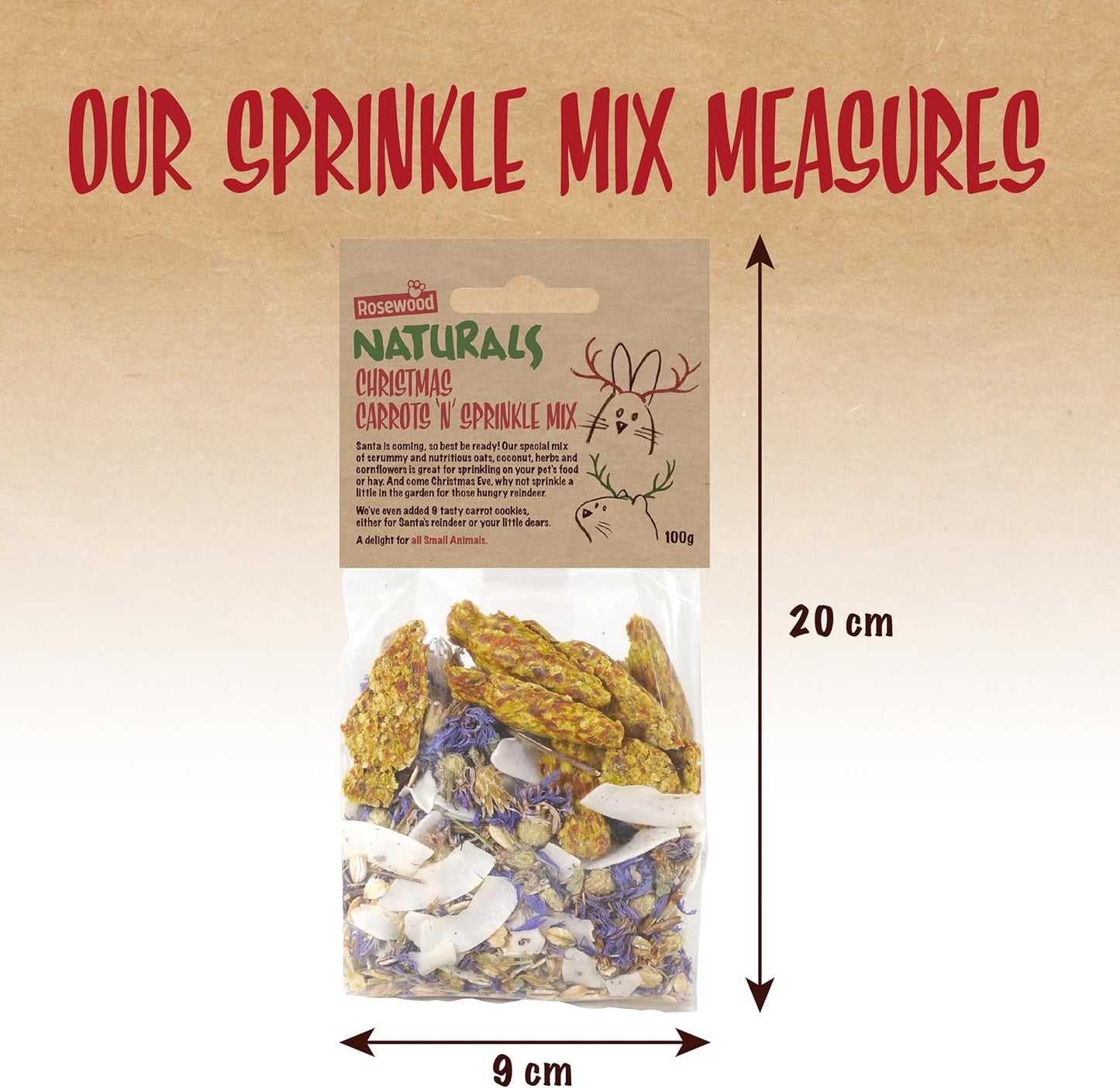 Rosewood Naturals Christmas Carrots 'N' Sprinkle Mix 100g