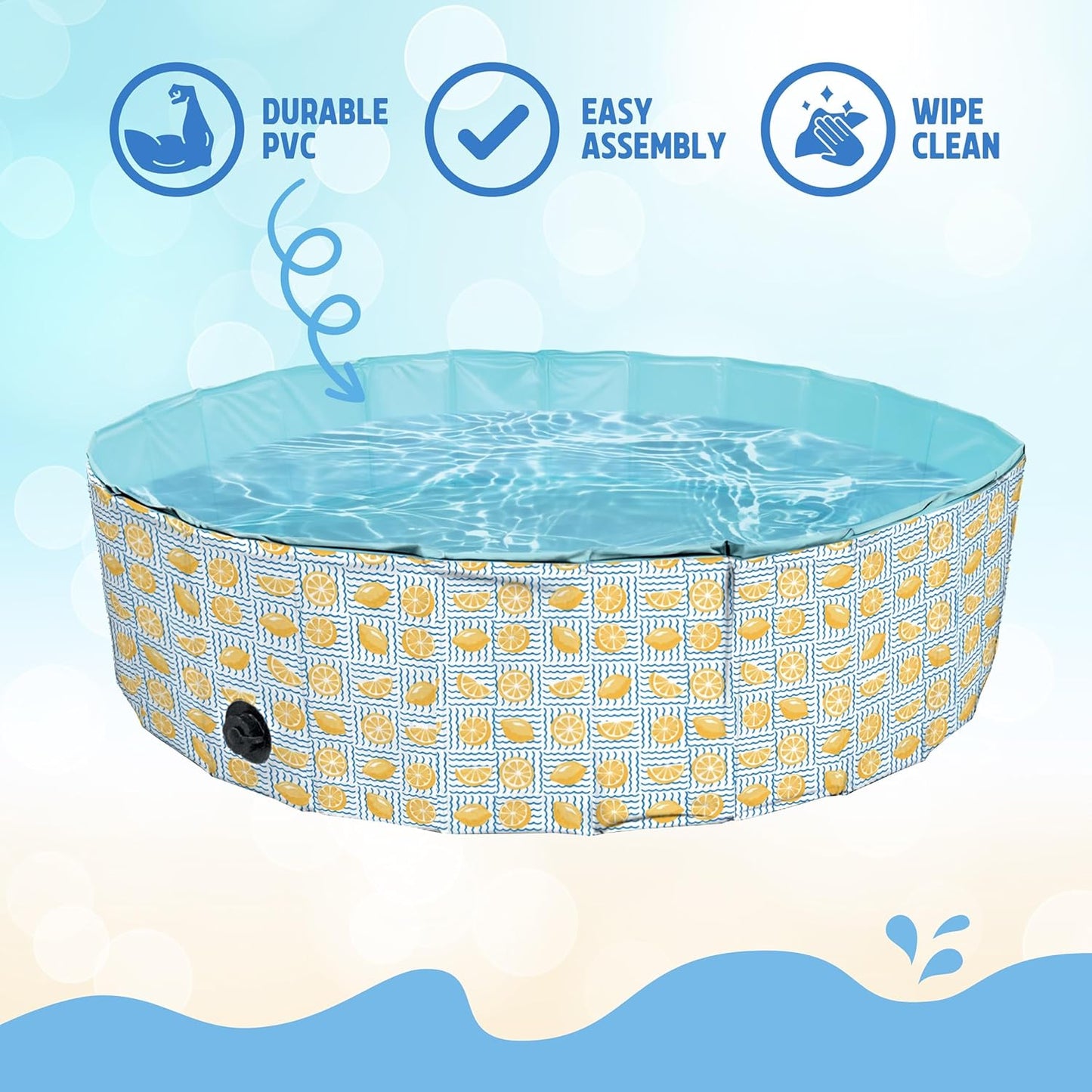 Rosewood Lemon Print Dog Paddling Pool