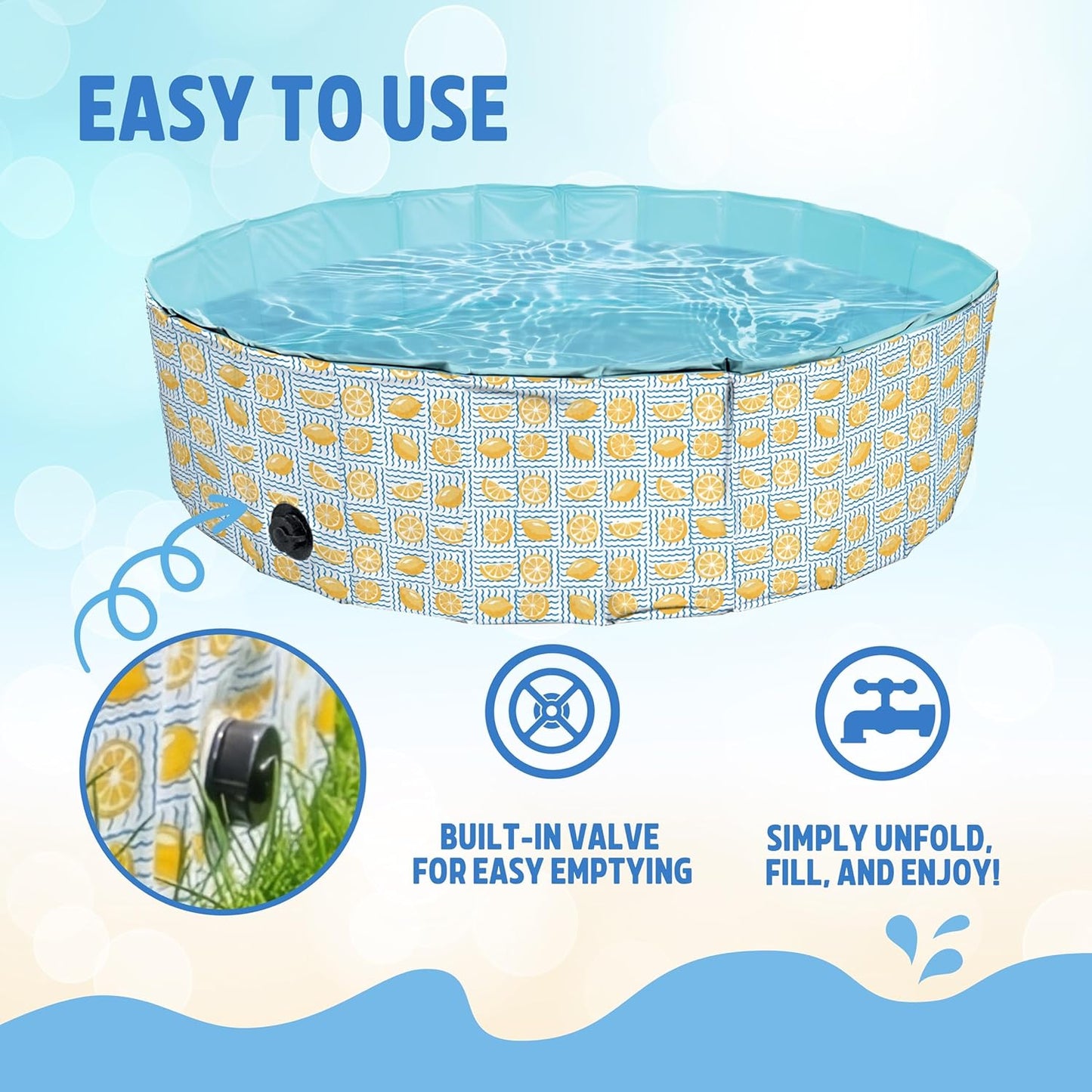 Rosewood Lemon Print Dog Paddling Pool