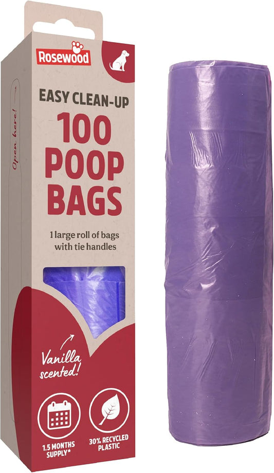 Rosewood Dog Poo Bags With Handles Easy Clean Jumbo Roll 100pcs