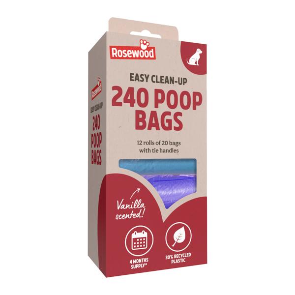 Rosewood Rosewood Dog Poo Bags With Handles 240 Bags 12 x 20pc Rolls