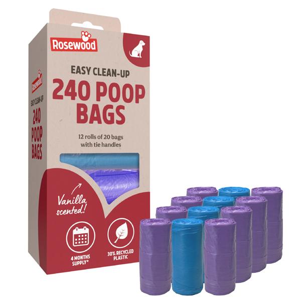 Rosewood Rosewood Dog Poo Bags With Handles 240 Bags 12 x 20pc Rolls