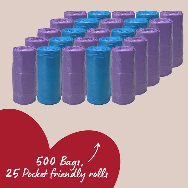 Rosewood Dog Poo Bags With Handles 500 Bags 20 x 25pc Rolls