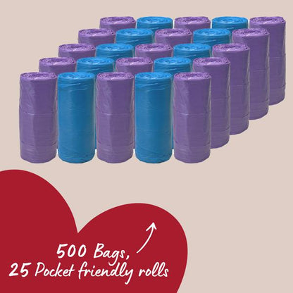 Rosewood Dog Poo Bags With Handles 500 Bags 20 x 25pc Rolls